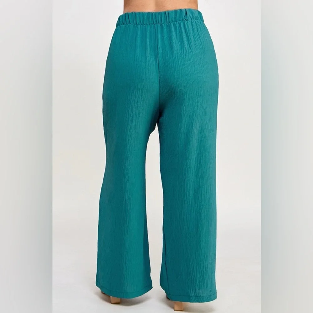 #81 Teal Palazzo Pants-plus size - Picture 3 of 5